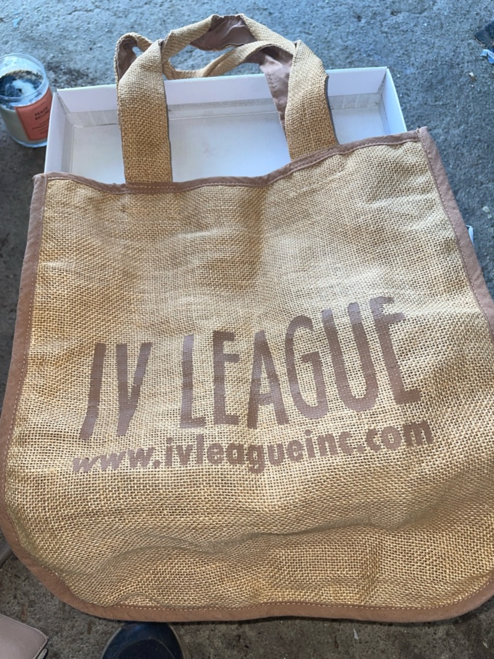 IV League Natural Jute Tote Bag